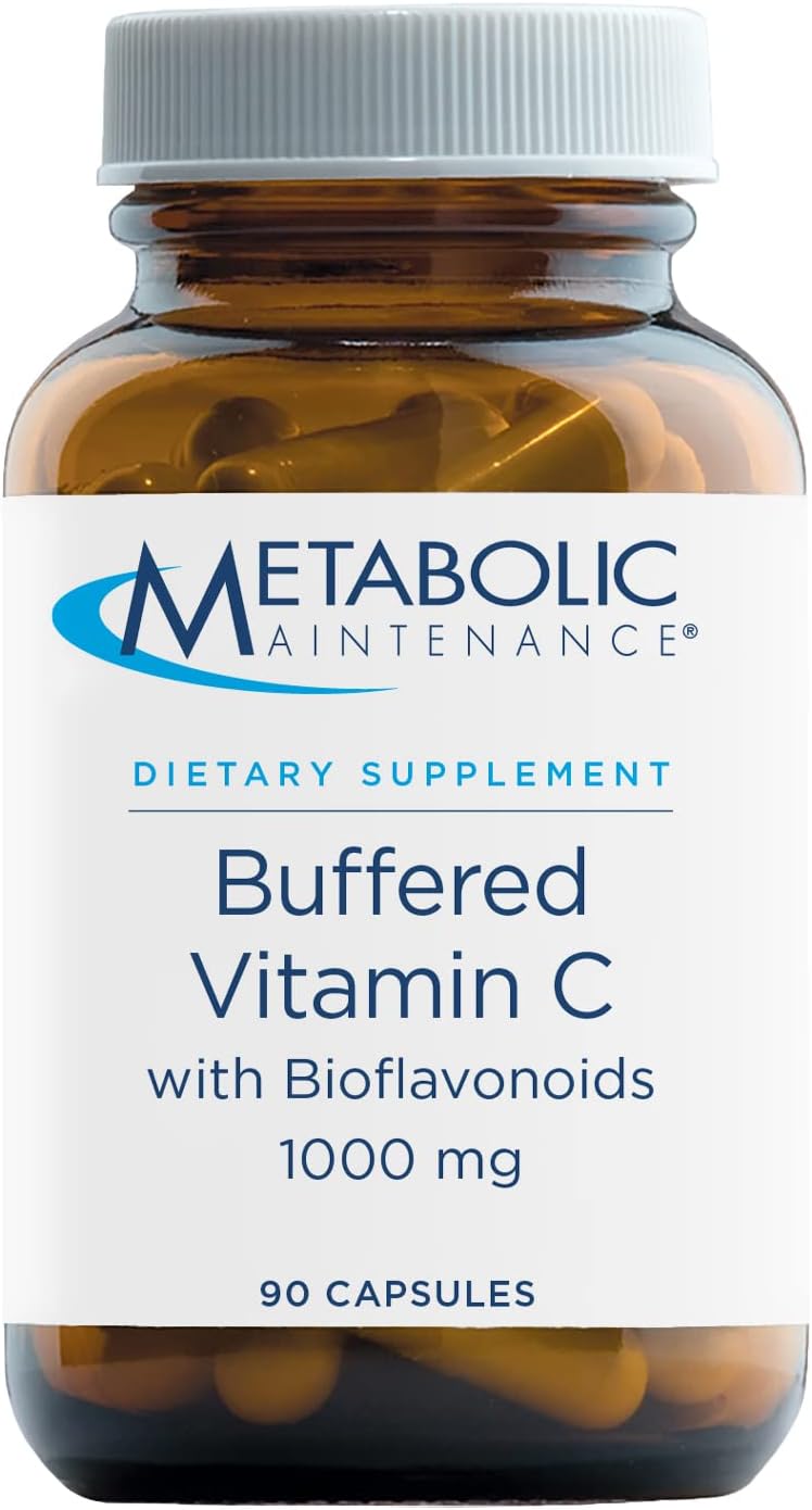 Metabolic Maintenance Buffered Vitamin C Supplement - Tissue + Immune Support Supplement - Gentler Vitamin C with Bioflavanoids for Sensitive Stomachs (90 Capsules)
