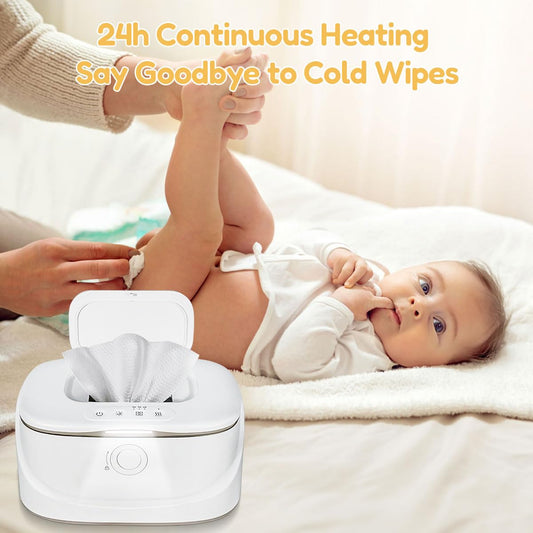 Baby Wipe Warmer With Night Light,Innovative Spring Design,Baby Wet Wipes Dispenser For Large Wipes,Wipes Warmer For Newborn Baby,Temperature Display,3 Modes Of Temperature Heating Control