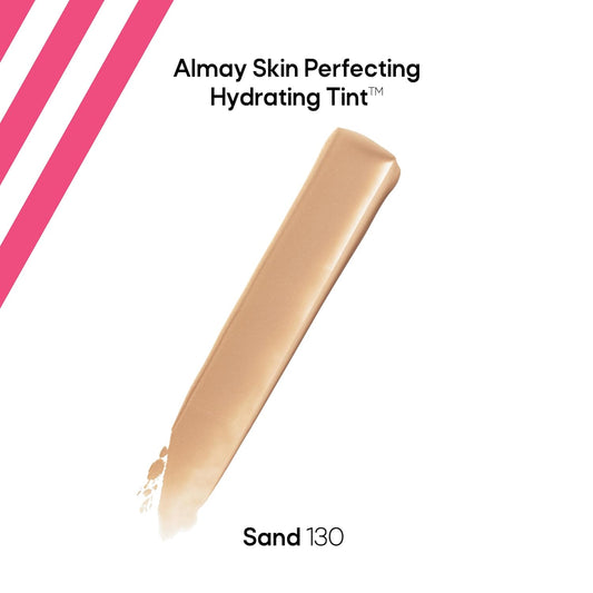 Almay Hydrating Liquid Foundation Tint, Lightweight With Light Coverage, Naturally Dewy Finish, Hypoallergenic, Dermatologist Testedfragrance Free, 130 Sand, 0.94 Fl Oz