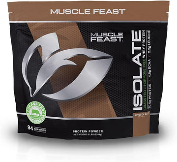 Muscle Feast Grass-Fed Whey Protein Isolate, All Natural Hormone Free Pasture Raised, Chocolate, 5Lb (94 Servings)