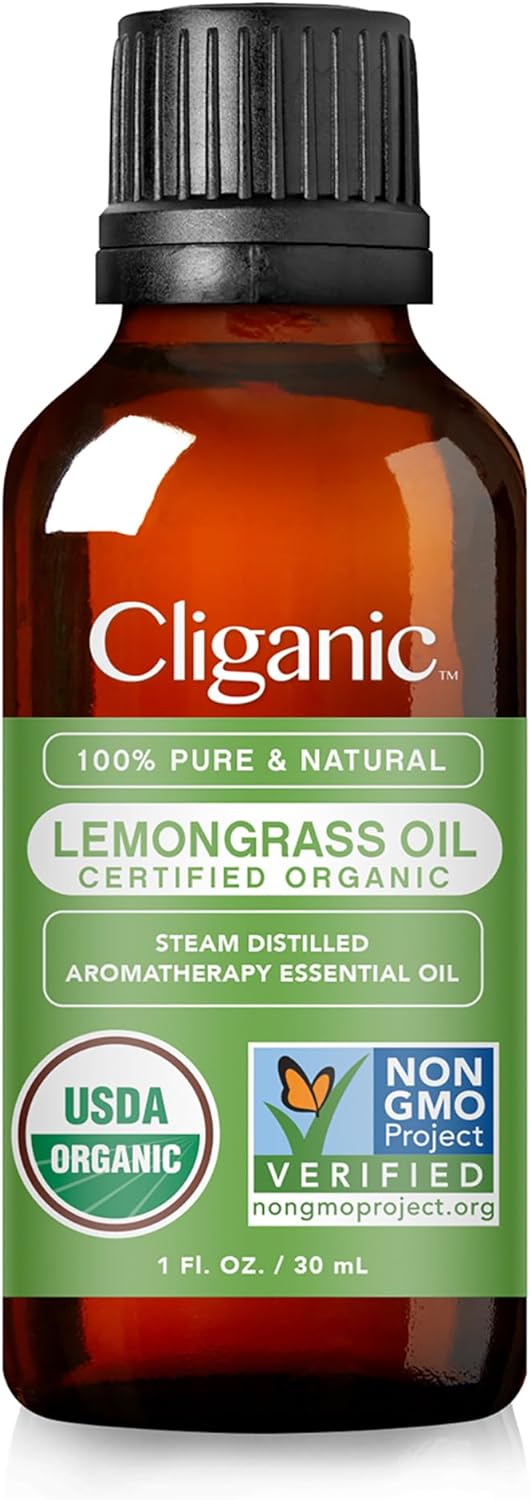 Cliganic Organic Lemongrass Essential Oil, 1Oz - 100% Pure Natural Undiluted, For Aromatherapy Diffuser | Non-Gmo Verified