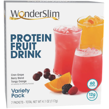 Wonderslim Protein Fruit Drink, Variety Pack, No Fat, Gluten Free, Keto Friendly & Low Carb (7Ct)