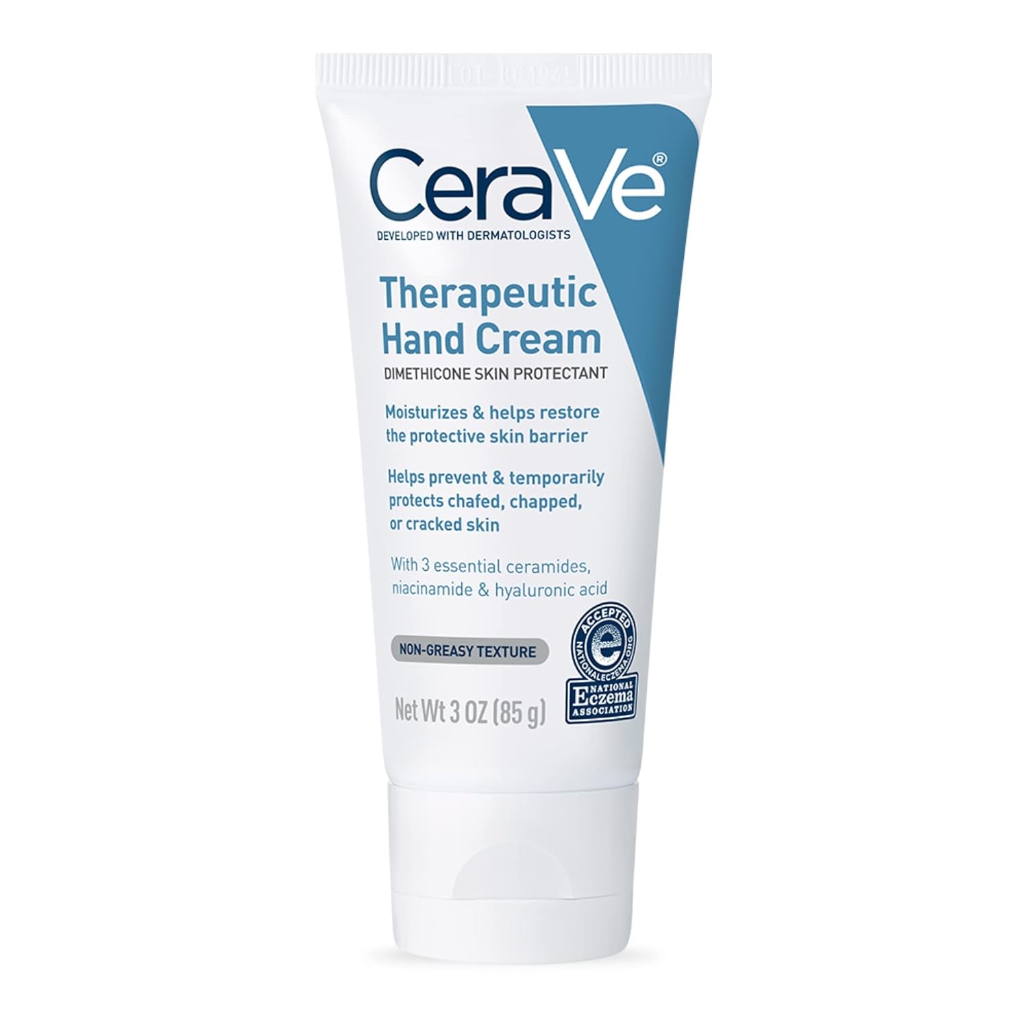 Cerave Therapeutic Hand Cream For Dry Cracked Hands With Hyaluronic Acid And Niacinamide | Fragrance Free 3 Ounce