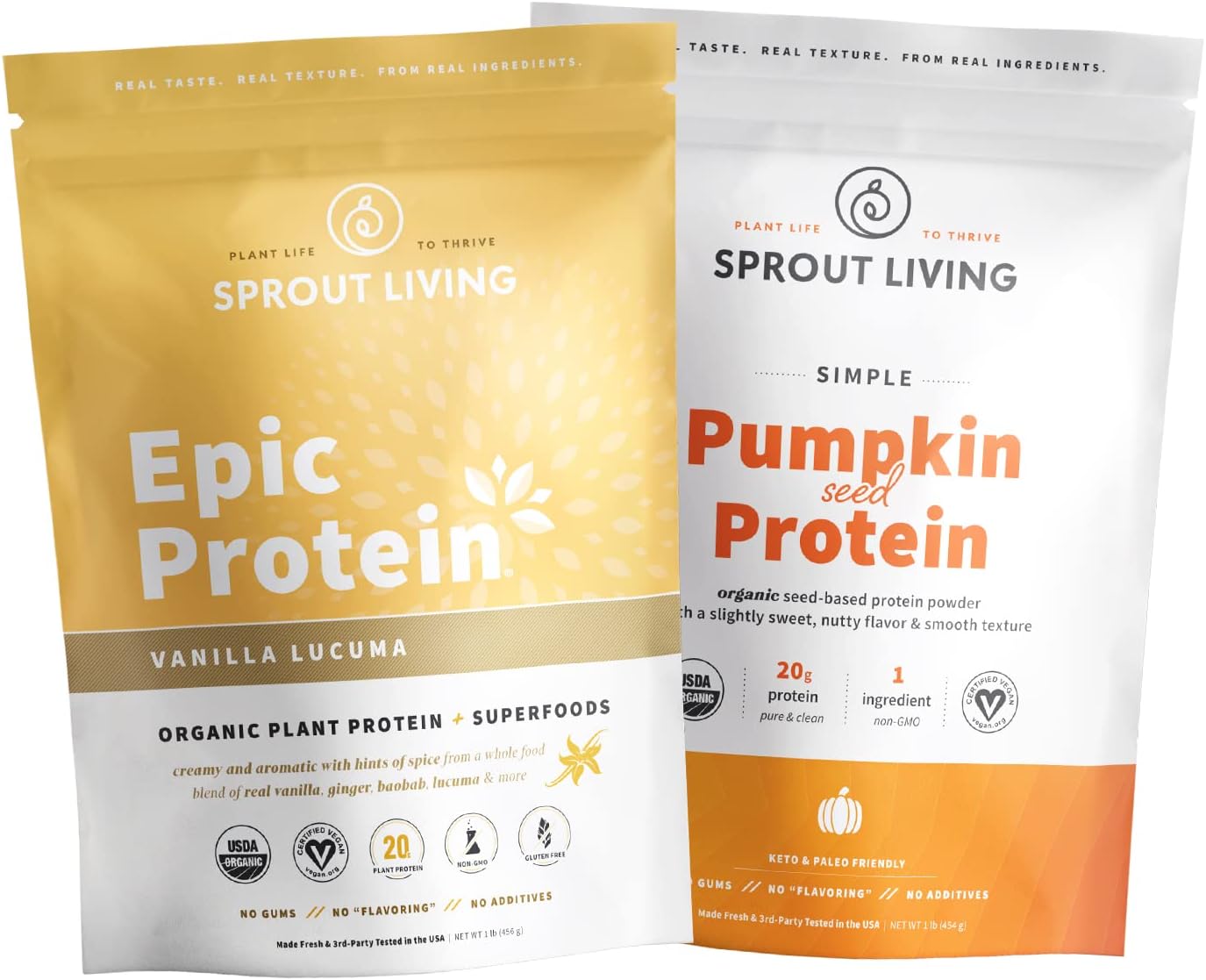 Sprout Living Protein Essentials Vanilla Lucuma & Pumpkin (Epic Protein Vanilla Lucuma And Simple Protein Pumpkin) | Complete, Organic, Plant-Based Protein Powders …