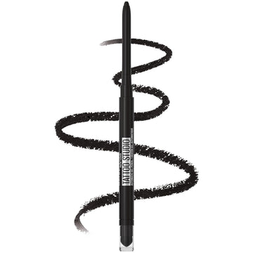 Maybelline Tattoo Studio Automatic Gel Pencil Waterproof Eyeliner, Blendable, Smudge Resistant, Matte Eyeliner For Up To 36Hr Wear, Pitch Black (Smokey Black), Packaging May Vary