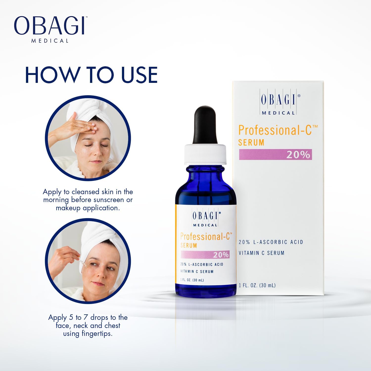 Obagi Professional-C Serum 20% Bundle– 20% Vitamin C Serum Helps Brighten and Minimize the Appearance of Fine Lines & Wrinkles, includes 1.0 oz and .45 Fl oz : Beauty & Personal Care