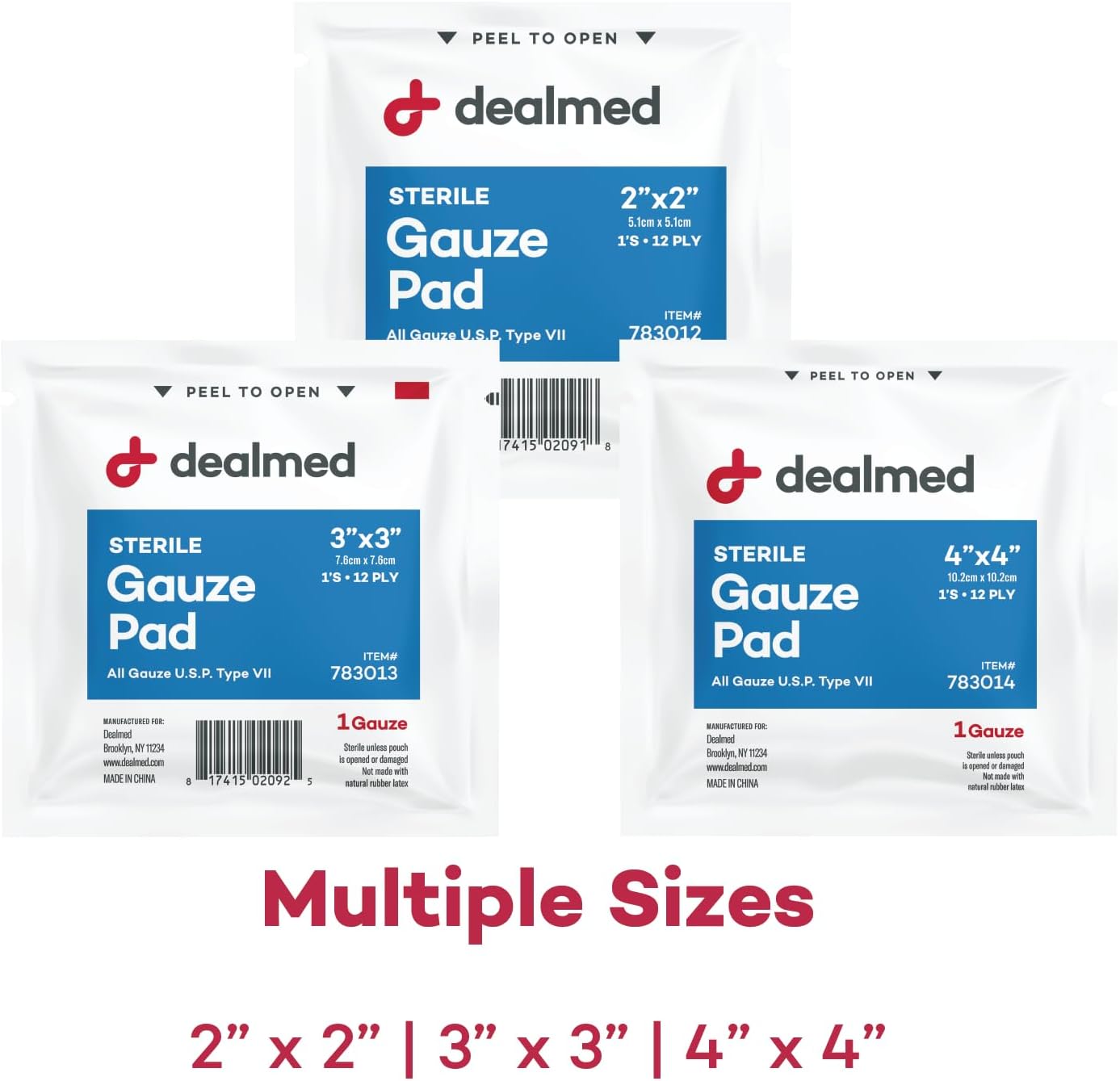 Dealmed Sterile Gauze Pads – 100 Count (Case of 12), 4’’ x 4’’ Gauze Pads, Disposable and Individually Wrapped Medical Gauze Pads, Wound Care Product for First Aid Kit and Medical Facilities : Health & Household