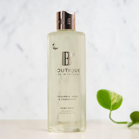 Boutique Mandarin, Basil & Grapefruit Fragrance Refreshing Body Wash 500Ml - Relaxing Blend Of Essential Oils - Vegan And Cruelty Free, No Sls Or Parabens - Made In England