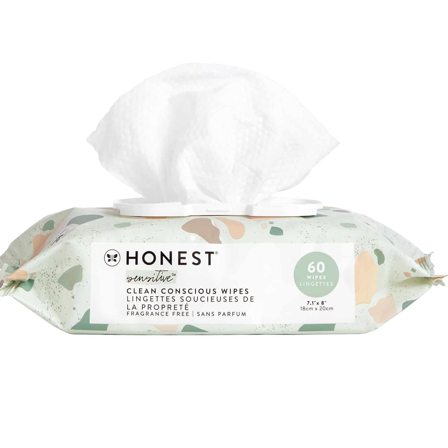 The Honest Company Clean Conscious Multi-Use Wipes | Hypoallergenic + Unscented For Sensitive Skin | Over 99% Water, Compostable, Plant Based, Baby Wipes | Rainbow, 60 Count