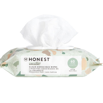 The Honest Company Clean Conscious Multi-Use Wipes | Hypoallergenic + Unscented For Sensitive Skin | Over 99% Water, Compostable, Plant Based, Baby Wipes | Rainbow, 60 Count