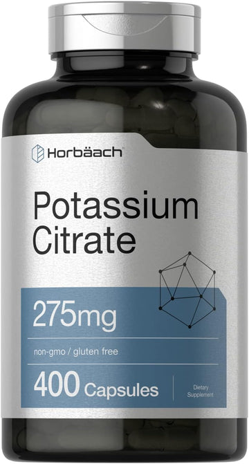 Horbäach Potassium Citrate Supplement 275 mg | 400 Capsules | Non-GMO, Gluten Free