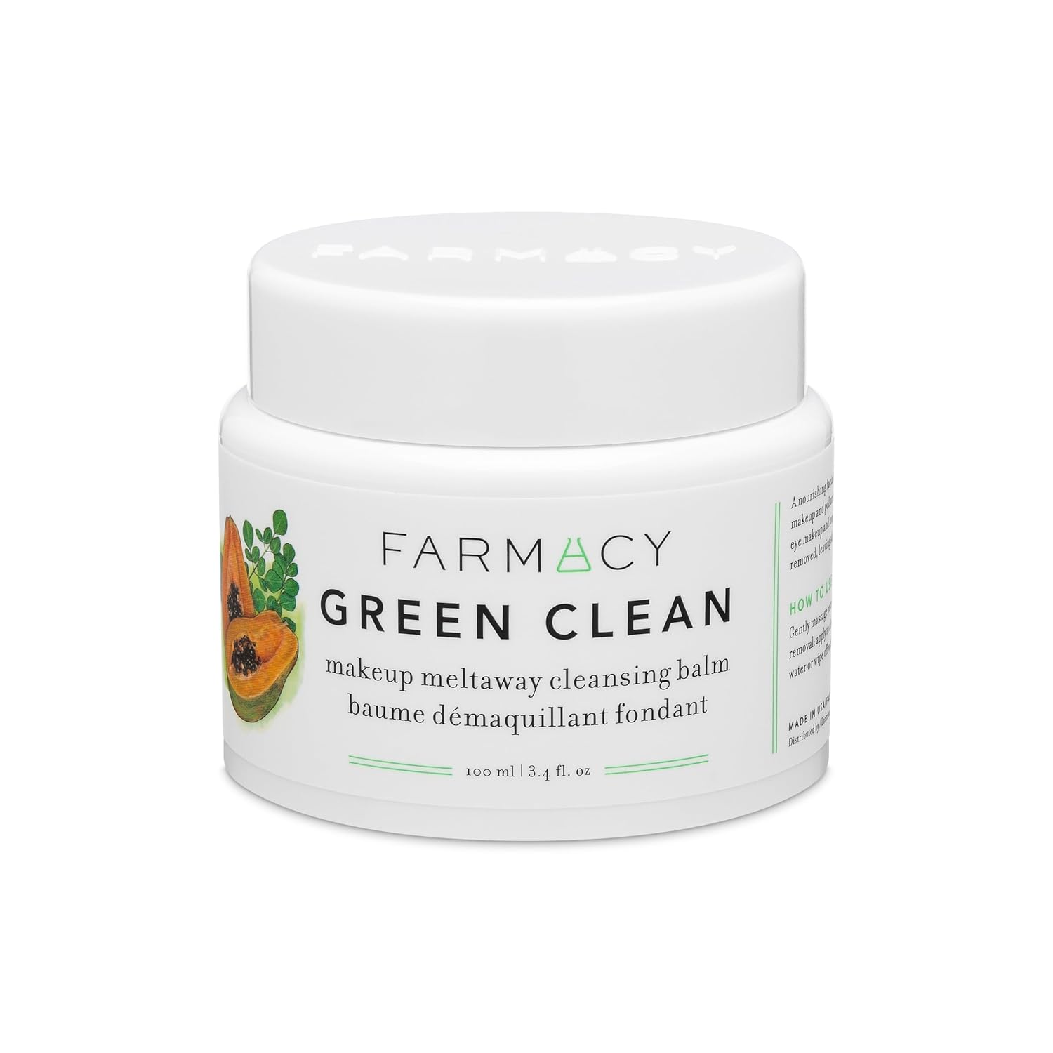 Farmacy Makeup Remover Cleansing Balm - Green Clean Waterproof Makeup Remover + Oil Based Cleanser - Gentle Exfoliating Double Cleanser - Melts From Balm To Milky Lather (50Ml)