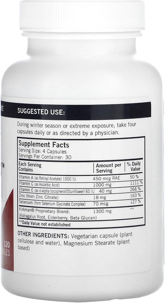 Kirkman - Immuno-Aid Advanced Formula - 120 Capsules - Immune Support - Potent Proprietary Blend - Hypoallergenic : Health & Household