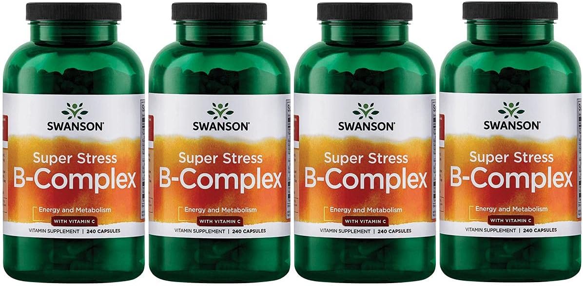 Swanson Super Stress B-Complex - Vitamin Supplement For Relaxation & Healthy Metabolism - Formula For Healthy Energy Levels - (240 Capsules) 4 Pack