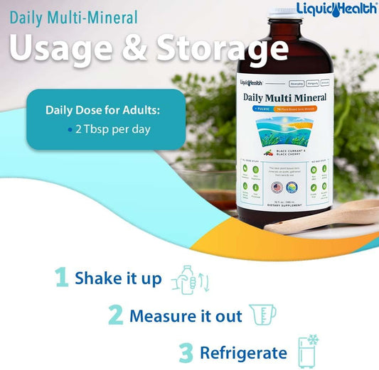 Liquidhealth Daily Multi Mineral Liquid Supplement With Fulvic Acid, Plant Based Ionic Aquamin Sea Trace Ocean Minerals - Immune Support, Energy, Gut Health, Detox - Vegetarian, Sugar-Free (32 Oz)