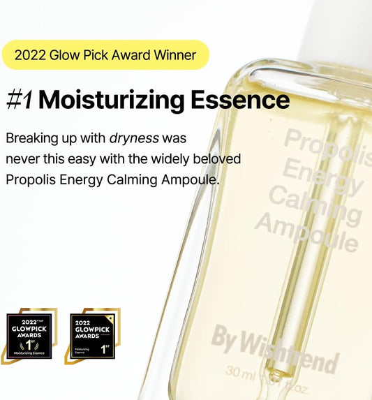 By Wishtrendpropolis Energy Calming Ampoule 30Ml 1.02 Fl Oz - Prevent Blemishes, Hydration, Hyperpigmentation, For Sensitive, Troubled Skin, Light Propolis Ampoule