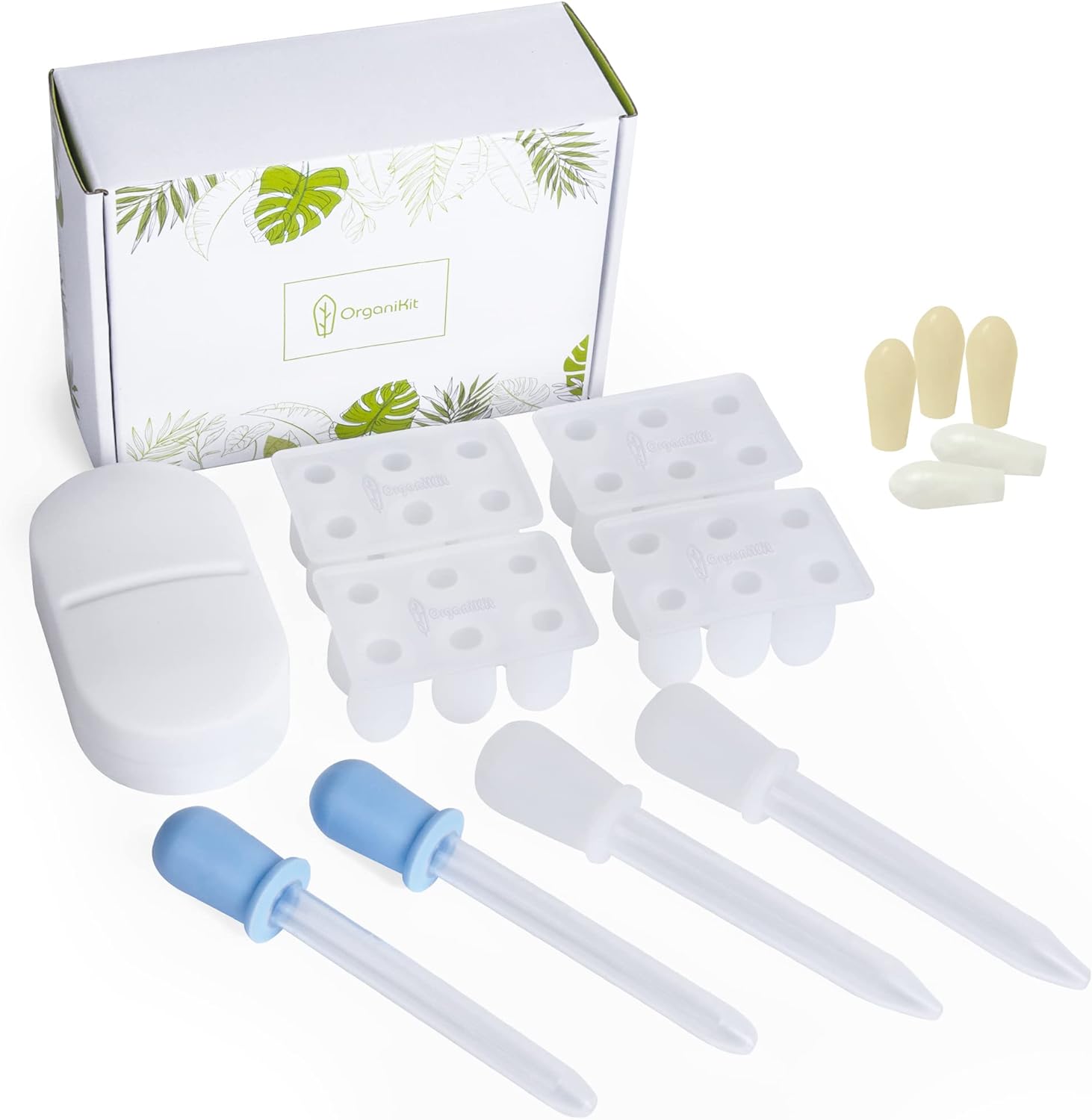 OrganiKit's Reusable Suppository Mold Kit - Eco-Friendly, 2ML, Silicone, Suppository Molds | Kit Includes 4 Suppository Mold Tray's, 4 Liquid Droppers, 1 Suppository Case