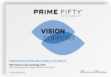 Prime Fifty Vision Support Eye Vitamins – Lutein & Zeaxanthin Supplement With Vitamin A, Zinc & Omega 3 Dha – Eye Care Lutein Supplement To Support Vision For Over 50S