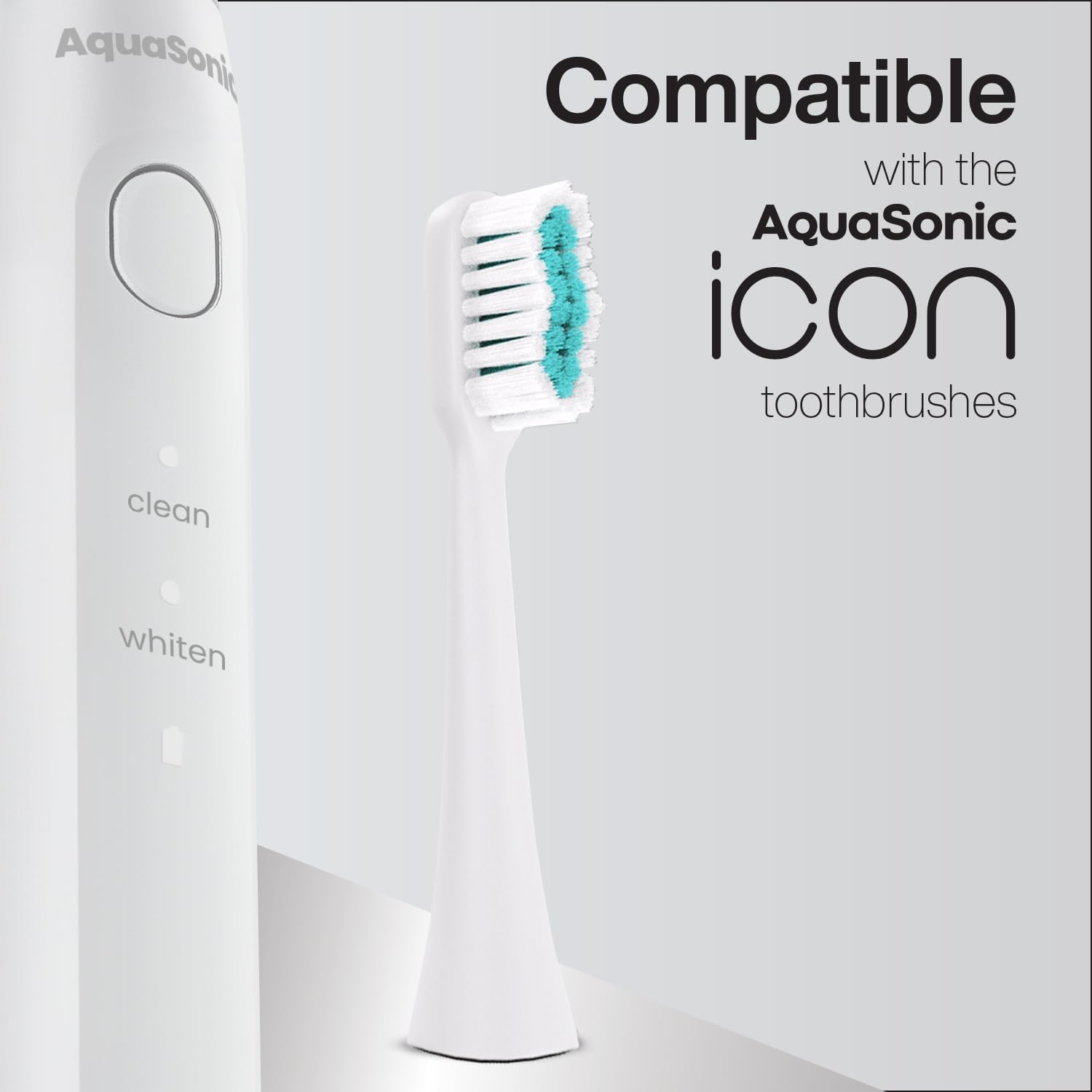 Aquasonic Icon Replacement Brush Heads | Compatible With Aquasonic Icon Toothbrush | 2 Brush Heads | For Normal & Sensitive Teeth (Pearl) : Health & Household