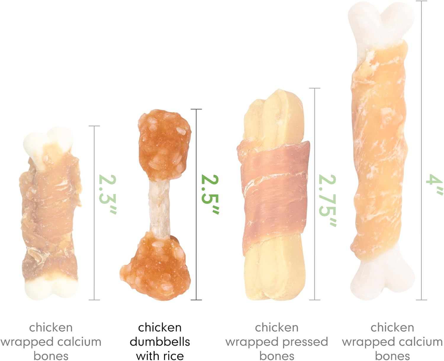MON2SUN Dog Treats, 9oz Mini Rawhide Dog Chews, Chicken Dumbbells with Rice for Small Dogs & Toy Breed, Crunchy and Healthy (2.5 Inch 17 Count) : Pet Supplies