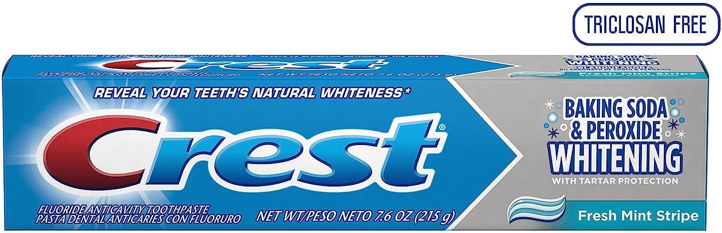 Crest Baking Soda & Peroxide Whitening with Tartar Protection Toothpaste, Fresh Mint, 8.2 oz : Health & Household