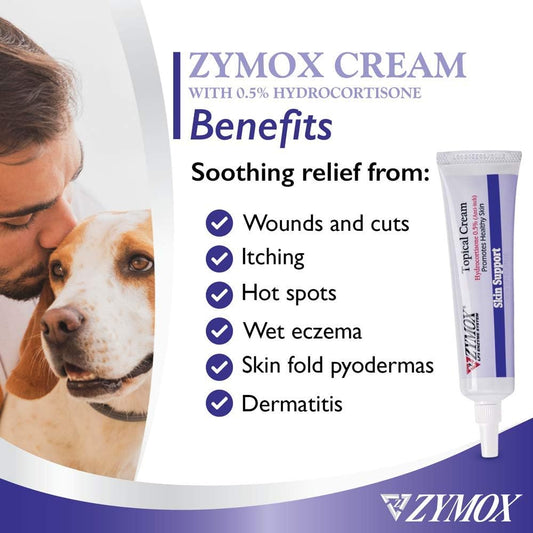 Zymox Topical Cream with 0.5% Hydrocortisone for Dogs and Cats, 1oz