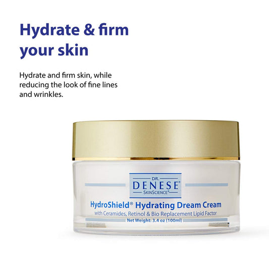 Dr. Denese Skinscience Hydroshield Hydrating Dream Cream Advanced Hydration With Retinol, Peptides & Cermides To Help Maintain Moisture Tone & Elasticity - Reduce The Look Of Fine Lines - 3.4Oz : Beauty & Personal Care