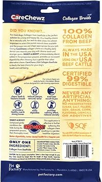 Pet Factory Carechewz Collagen 6-7" Skinny Braided Sticks Dog Chew Treats - Natural Flavor, 5 Count/1 Pack
