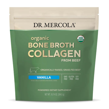 Dr. Mercola Organic Bone Broth Collagen Powder - Vanilla, 30 Servings (30 Scoops), Dietary Supplement, Supports Bone and Joint Comfort, USDA Organic, Non-GMO