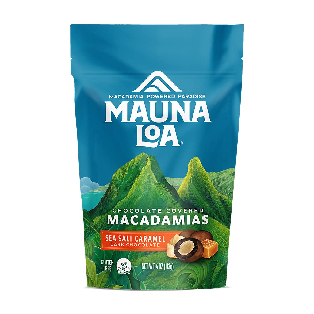 Mauna Loa Premium Hawaiian Chocolate Covered Macadamia Nuts, Dark Chocolate Sea Salt Caramel, Cocoa Dusted, 4Oz Bag (Pack Of 1)