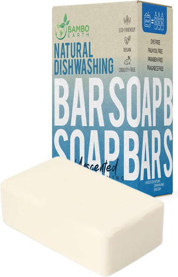 Natural Non-Toxic Dish Washing Block Soap - Dyes And Fragrance Free - Vegan Cruelty-Free Eco-Friendly And Zero Waste Dishwashing Handmade Solid Bar Soaps Detergent & Biodegradable (Unscented 1)