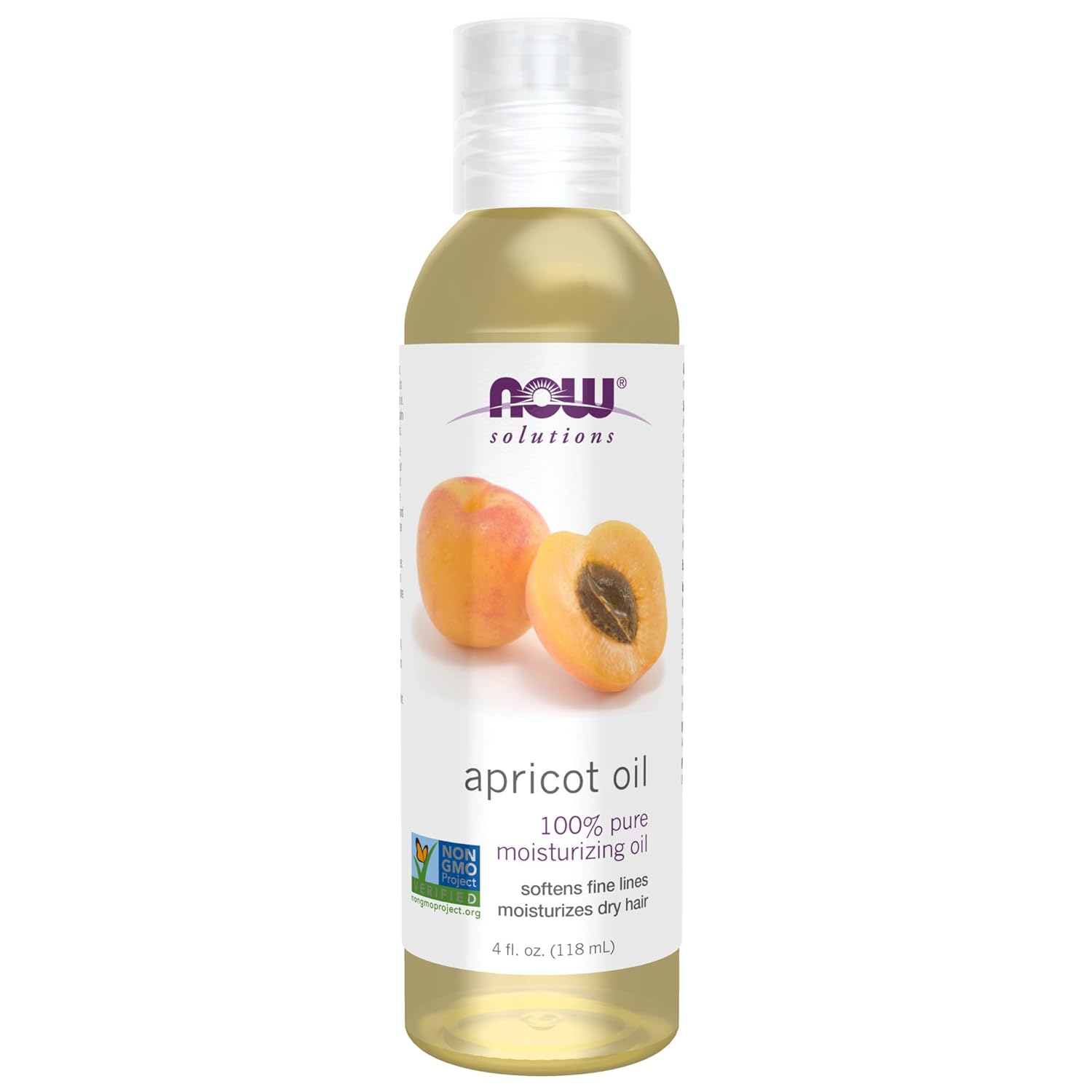 Now Foods Solutions, Apricot Kernel Oil, Hair Moisturizer, Rejuvenating Skin Oil, Softens Fine Lines, 4-Ounce