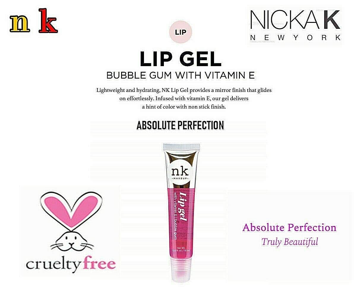 4 Pack Nicka K Lip Gel (Clear, Strawberry, Cherry, Bubble Gum)