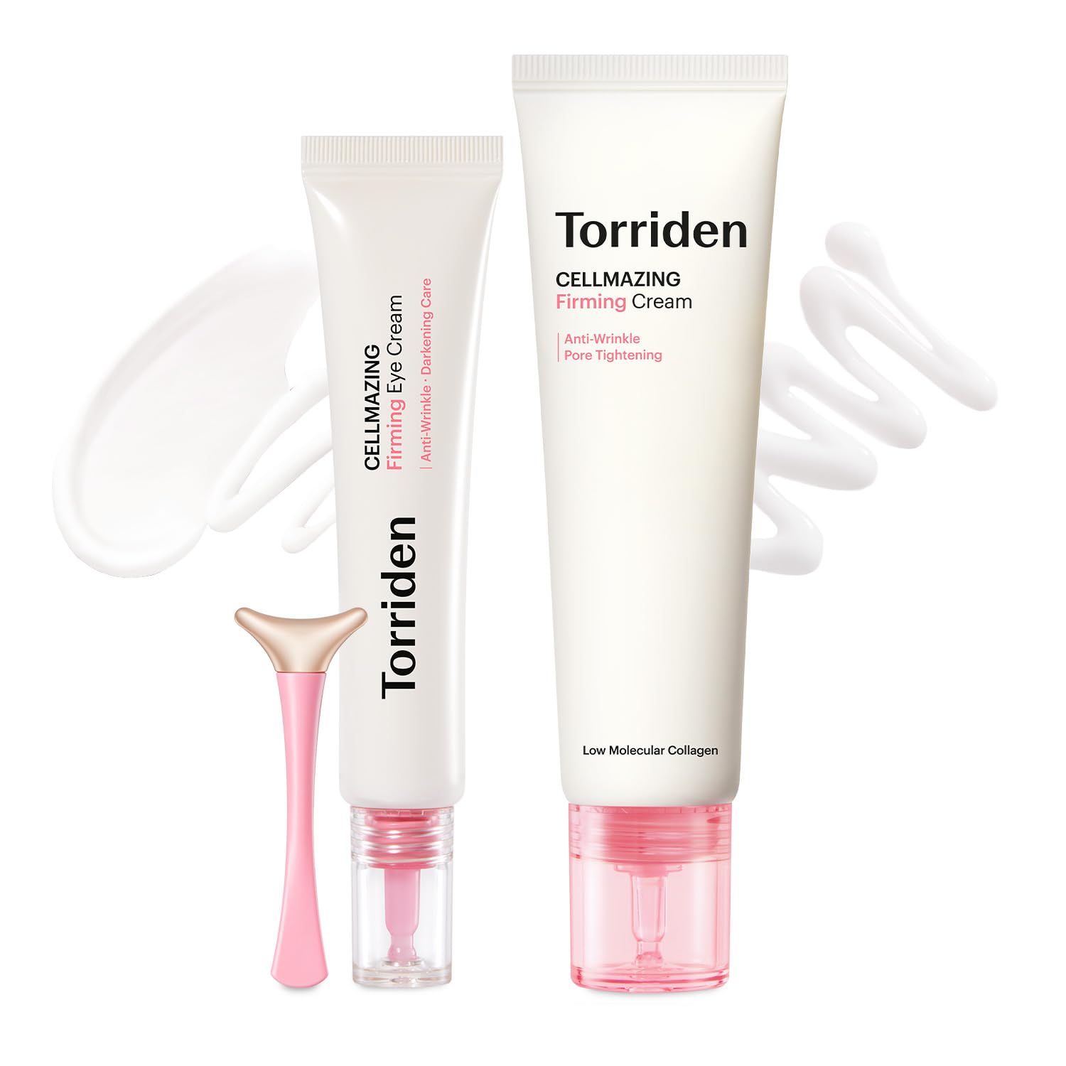 Torriden Cellmazing Eye Cream With An Eye Massager 1.01 Fl.Oz + Firming Cream 2.02 Fl.Oz | 5D Collagen Complex | Helps To Reduce Wrinkle | Korean Skin Care