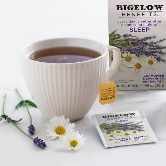 Bigelow Tea Benefits Sleep Chamomile & Lavender Herbal Tea, 18 Ct