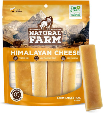 Natural Farm Himalayan Yak Cheese, Protein-Rich, Low-Allergen, Lactose-Free, Gluten-Free, 100% Natural - Extra-Large, 4 Pack