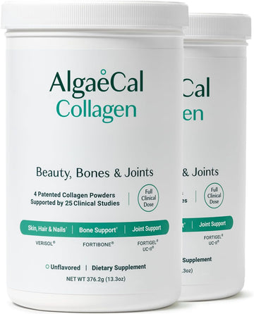 Algaecal Collagen: 4 Clinically-Supported Peptides Verisol®, Fortigel®, Uc-Ii®, Fortibone®, Anti-Aging Hydrolyzed Collagen Powder, 30 Servings, Made In Usa