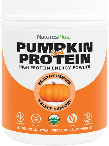 Naturesplus Organic Pumpkin Seed Protein - .95 Lbs Vegan Protein Powder - High Energy Protein Supplement, Promotes Prostate Health, Soothes Menstrual Discomfort - Vegetarian, Gluten-Free - 15 Servings
