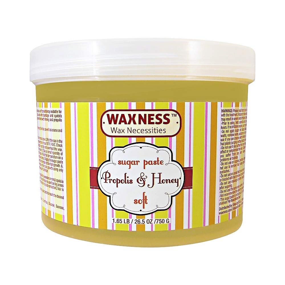 Waxness All Natural Soft Sugar Paste For Manual Application And Bandage Technique Honey Propolis 1.6 Pound