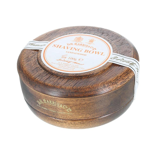 D R Harris Wooden Shaving Bowl + Soap 100G-Sandalwood-Mahogany Effect : Beauty & Personal Care
