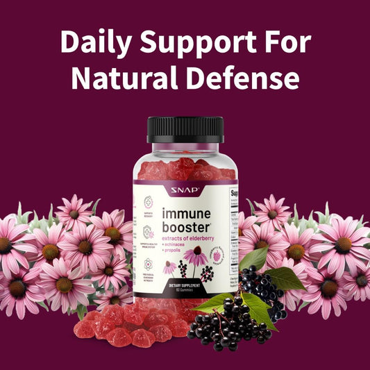 Snap Elderberry Gummies Immune Support Supplement With Vitamin C, Propolis, Echinacea Extract Elderberry Gummies For Kids & Adults - Boost Immunity & Support Recovery (60 Gummies)