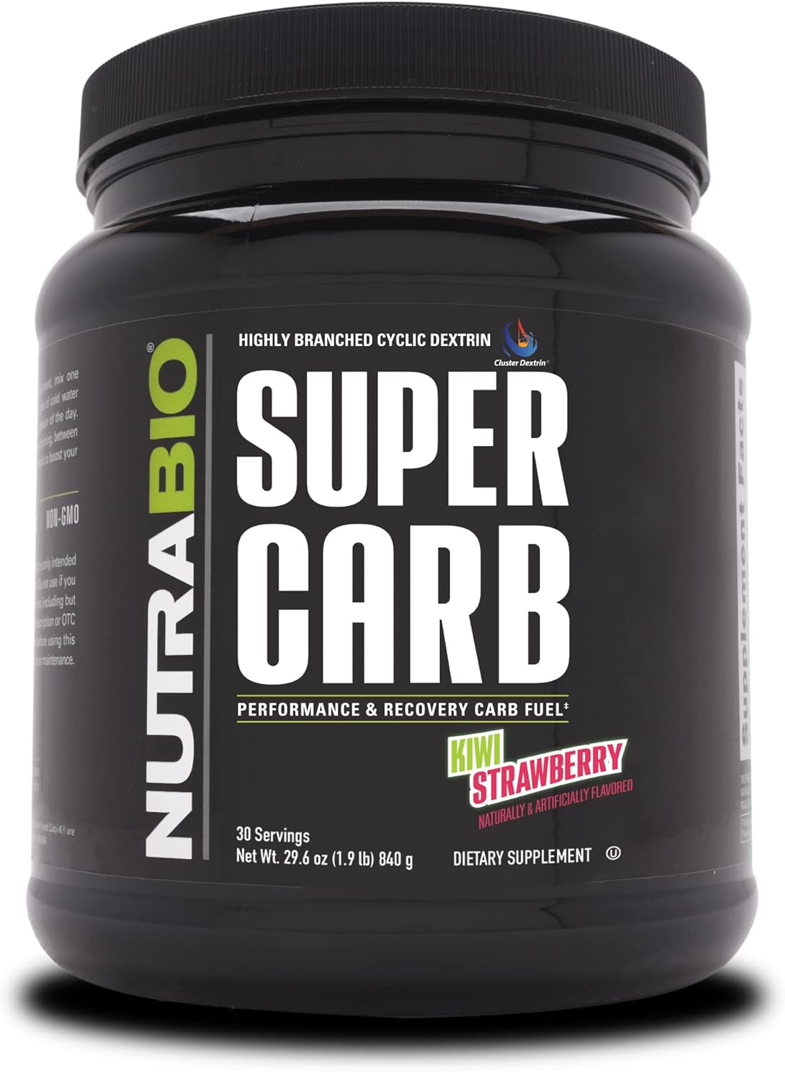 NutraBio Super Carb - Complex Carbohydrate Supplement Powder - Cluster Dextrin and Electrolytes for Performance Enhancement & Muscle Recovery - Kiwi Strawberry, 30 Servings