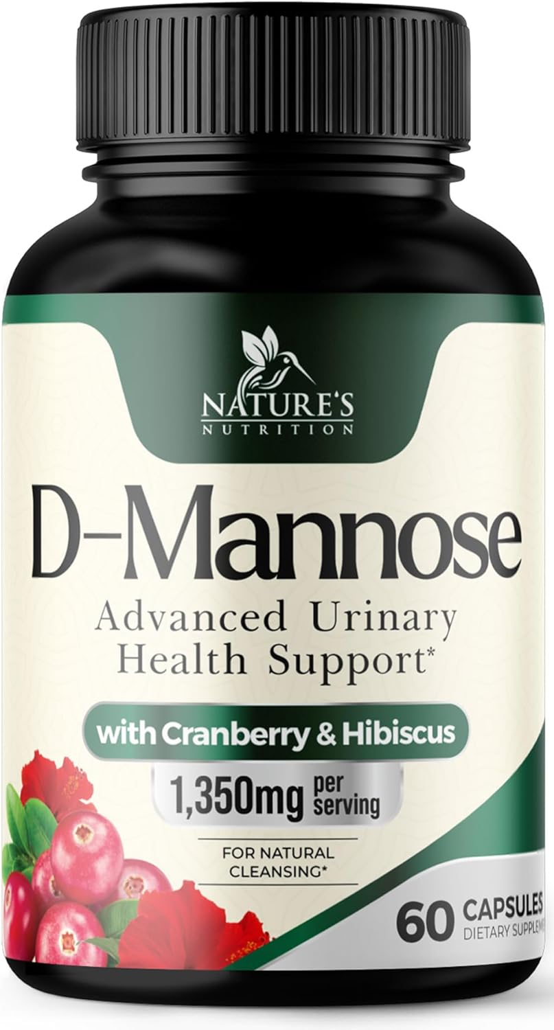 Dmannose Pills With Cranberry 1350Mg Advanced Formula - Effective Natural Bladder, Urinary Tract Health Support, Flush Impurities - D Mannose Supplements For Women & Men, Non-Gmo, Vegan - 60 Capsules
