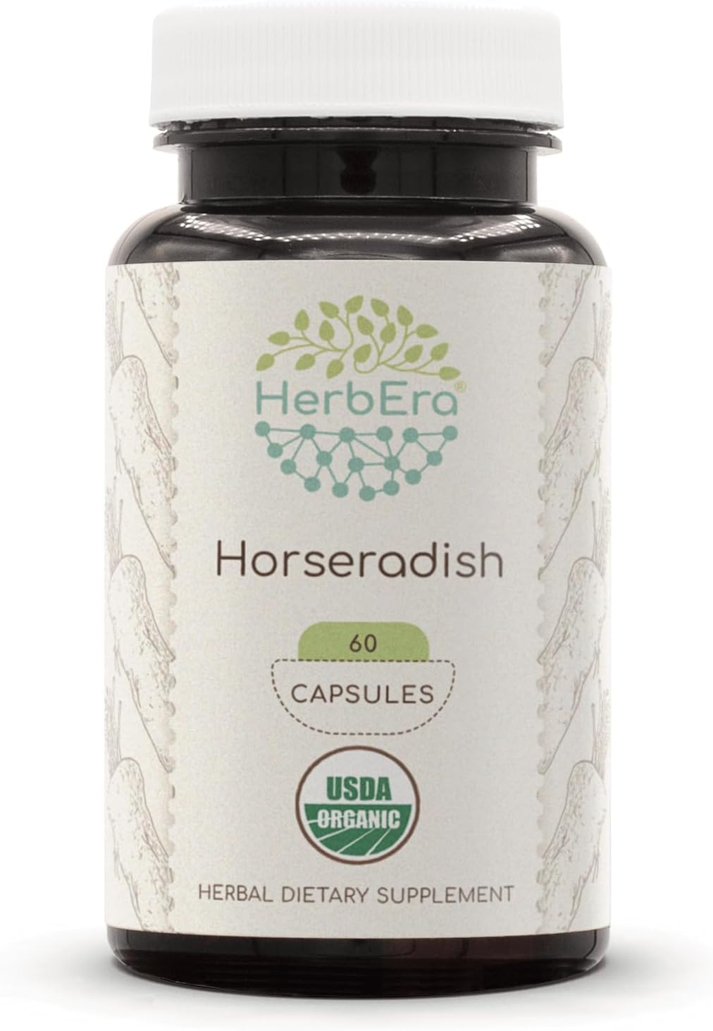 Horseradish Usda Organic 120 Capsules | Natural Herbal Supplement | Certified Organic Vegetarian Capsules And Organic Horseradish (Armoracia Rusticana) Dried Root (120 Capsules)