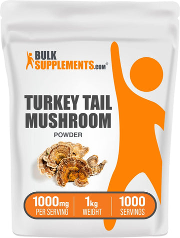 BULKSUPPLEMENTS.COM Turkey Tail Mushroom Extract Powder - Coriolus Versicolor Extract, Turkey Tail Mushroom Powder - Vegan & Gluten Free, 1000mg per Serving. 1kg (2.2 lbs) (Pack of 1)