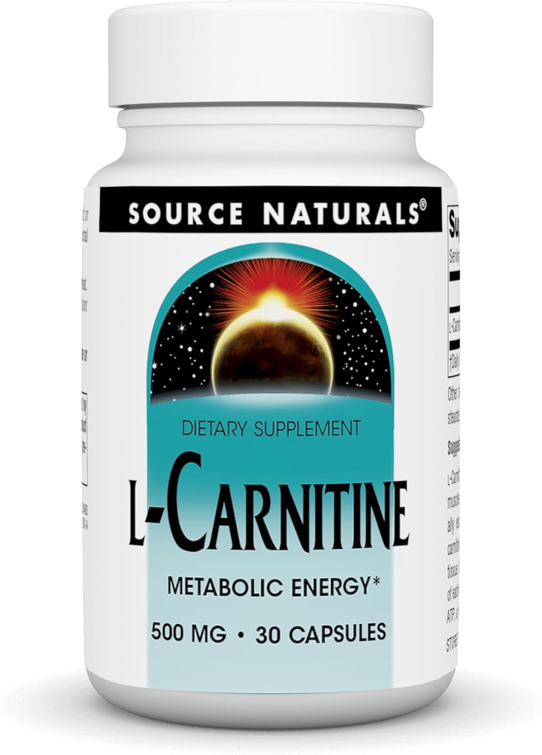 Source Naturals L-Carnitine 500 mg for Metabolic Energy - 30 Capsules