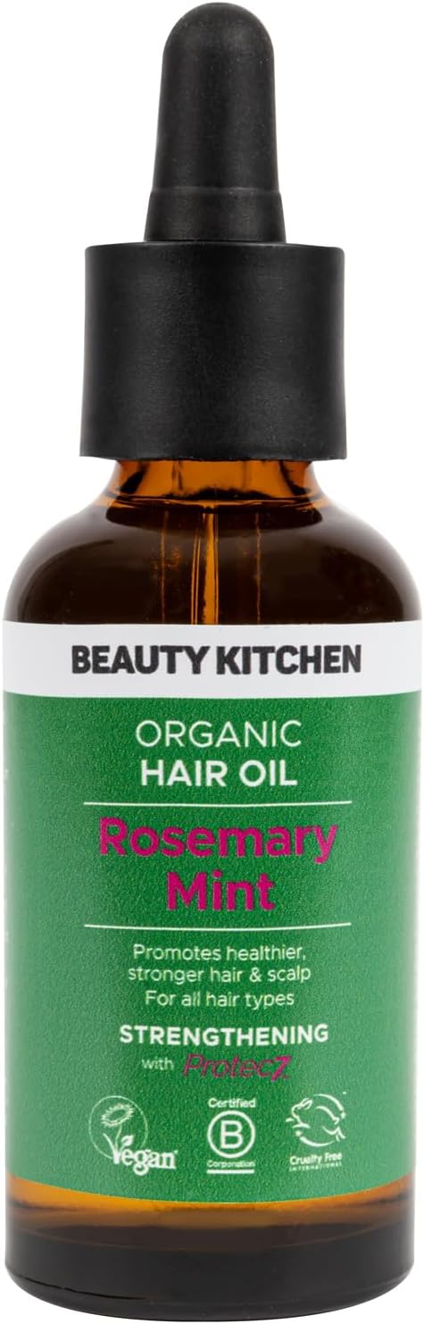 Beauty Kitchen - Rosemary Mint Strengthening Hair Oil – Lightweight Nourishing Oil With Rosemary And Mint For Scalp Care, Hair Growth And Frizz Control – 50Ml