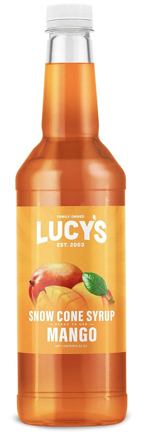 Lucy'S Family Owned - Shaved Ice Snow Cone Syrup - Mango - 32 Oz Syrup Bottle