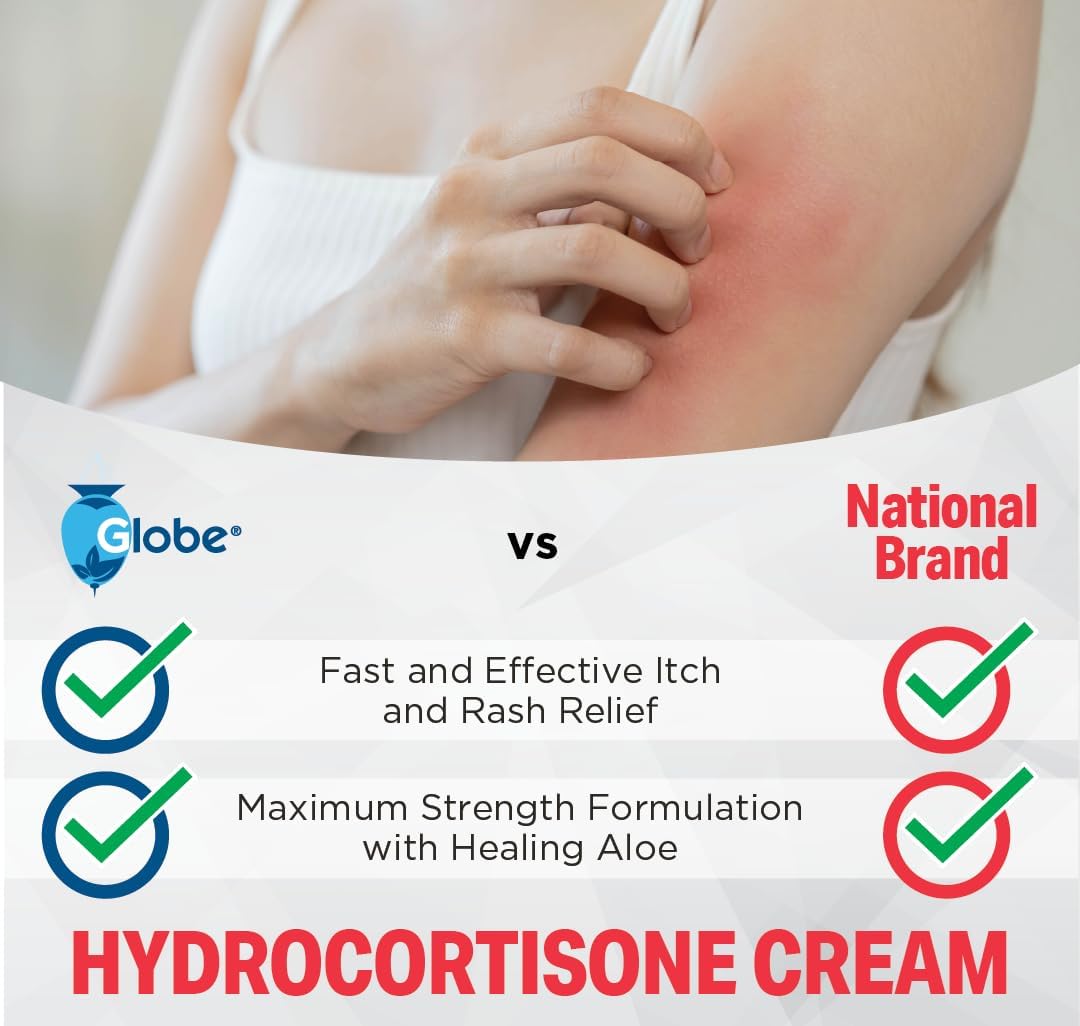(4 Pack) Globe Hydrocortisone Maximum Strength Cream 1% w/Aloe, Anti-Itch Cream for Redness, Swelling, Itching, Rash, Bug/Mosquito Bites, Eczema, Hemorrhoids & More : Health & Household