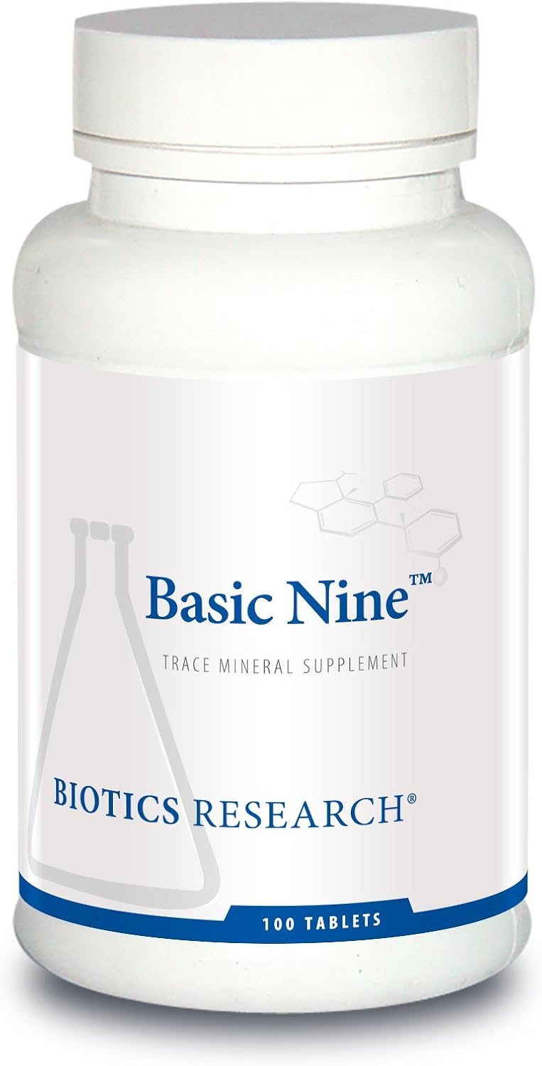 Biotics Research Basic Nine Whole Food Sourced Rare Trace Minerals, Phytochemically Bound, Includes Antioxidants Sod And Catalase. 100 Tabs